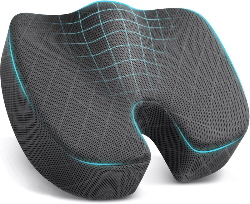 TushGuard Seat Cushion - Memory Foam Cushion for Office Chair, Car Seat, Airplane, Bleacher - Sciatica & Hip & Coccyx Pain Relief Cushions for Long Sitting Office Workers, Car Drivers (Grey, X-Large) - Image 1
